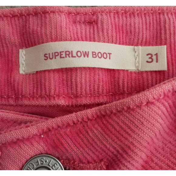 Levis Corduroy Pants Super Low Rise Bootcut Bright Pink 31 x 32 90's Y2K - Picture 4 of 9